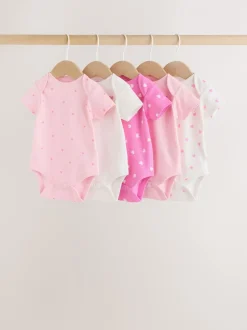 Rompertjes En Hemdjes|Next Roze - Set van 5 babyrompertjes met korte mouwen