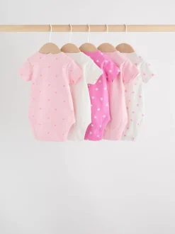Rompertjes En Hemdjes|Next Roze - Set van 5 babyrompertjes met korte mouwen