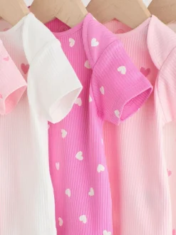 Rompertjes En Hemdjes|Next Roze - Set van 5 babyrompertjes met korte mouwen
