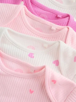 Rompertjes En Hemdjes|Next Roze - Set van 5 babyrompertjes met korte mouwen