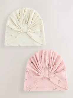 Mutsjes En Antikrabwantjes|Mutsen, Handschoenen En Sjaals*Next - Set van 2 babyturbanen (0-18mnd) Roze