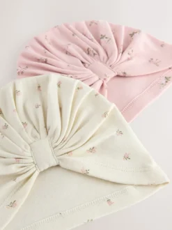 Mutsjes En Antikrabwantjes|Mutsen, Handschoenen En Sjaals*Next - Set van 2 babyturbanen (0-18mnd) Roze