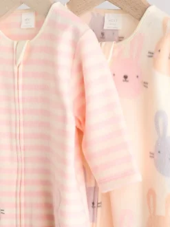 Multipacks|Babypakjes En Babypyjama's*Next - Set van 2 microfleece babypyjama's met tweewegrits Roze