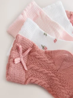 Sokken En Panty's*Next Roze - Set van 5 paar babysokken met kabelpatroon met madeliefjesprint (0mnd-2jr)
