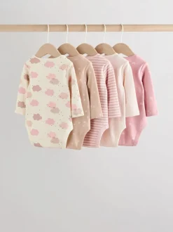 Multipacks|Rompertjes En Hemdjes|Next Roze - Set van 5 rompers met lange mouwen