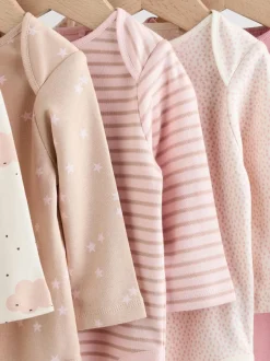 Multipacks|Rompertjes En Hemdjes|Next Roze - Set van 5 rompers met lange mouwen