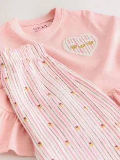 Tops|Tops*Next Roze - Short Sleeve Peplum T-Shirt and Wide Leg Trousers Set (3mths-7yrs)