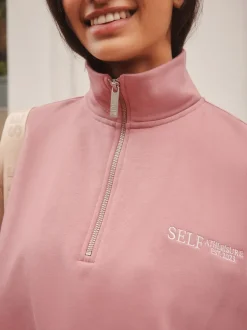 Loungewear|Hoody's En Sweatshirts|self. - Sweatshirt met korte rits Roze