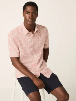 Shirts|Next - Textured Floral Print Short Sleeve Shirt Roze
