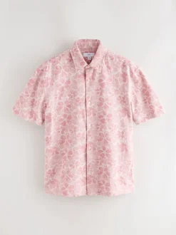 Shirts|Next - Textured Floral Print Short Sleeve Shirt Roze