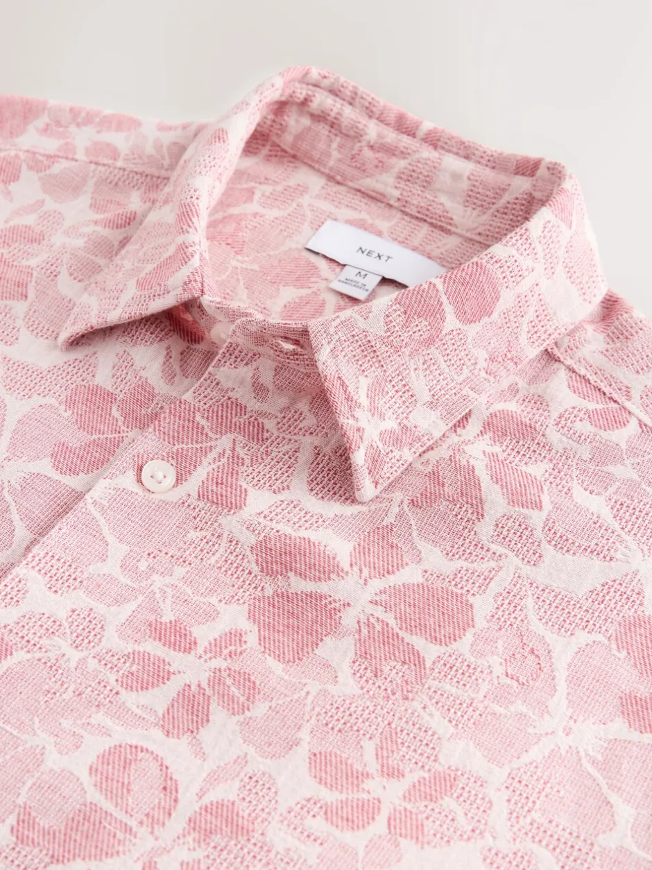 Shirts|Next - Textured Floral Print Short Sleeve Shirt Roze
