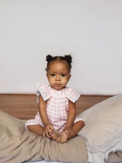 Jumpsuits En Playsuits|The Little Tailor - Mousseline babyplaysuit van 100% katoen Roze