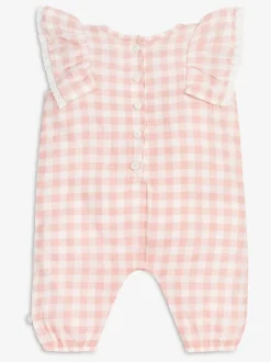 Jumpsuits En Playsuits|The Little Tailor - Mousseline babyplaysuit van 100% katoen Roze