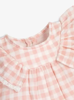 Jumpsuits En Playsuits|The Little Tailor - Mousseline babyplaysuit van 100% katoen Roze