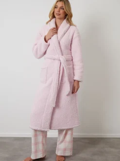 Badjassen|Threadbare - Cosy Borg Dressing Gown Roze