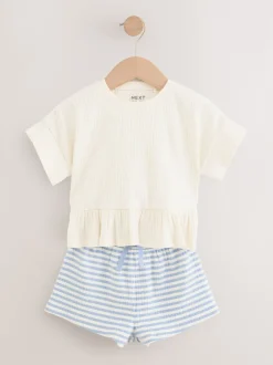Sets En Combisets|Tops|Next Roze - T-shirt en shorts verpakking van 2 stuks (3 mnd - 7 jr)