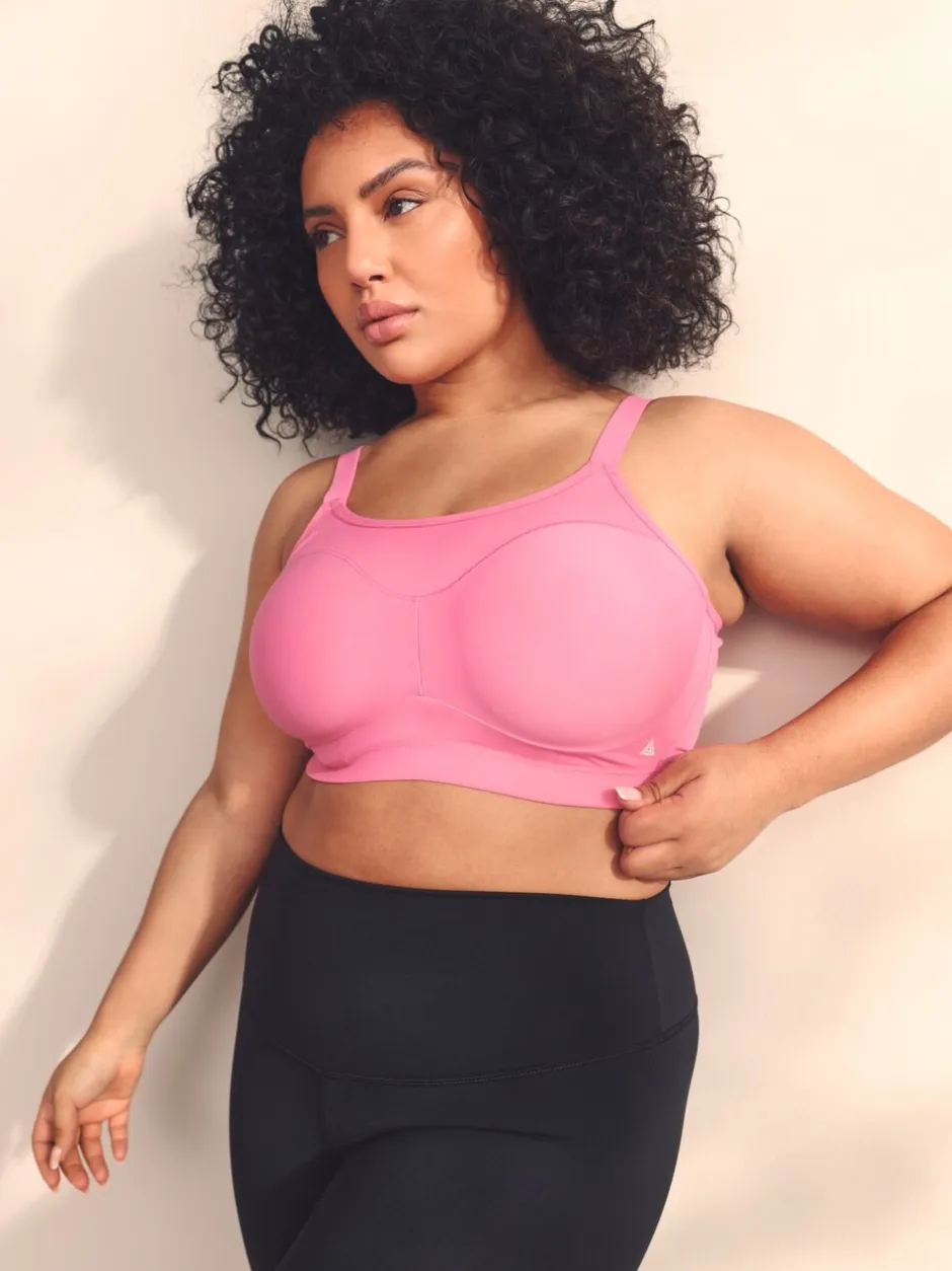 Beha's|Sportkleding|Next - Ultimate Support Non Pad Minimising Bedrade Dry Tech Hoge impact Sportbeha Roze