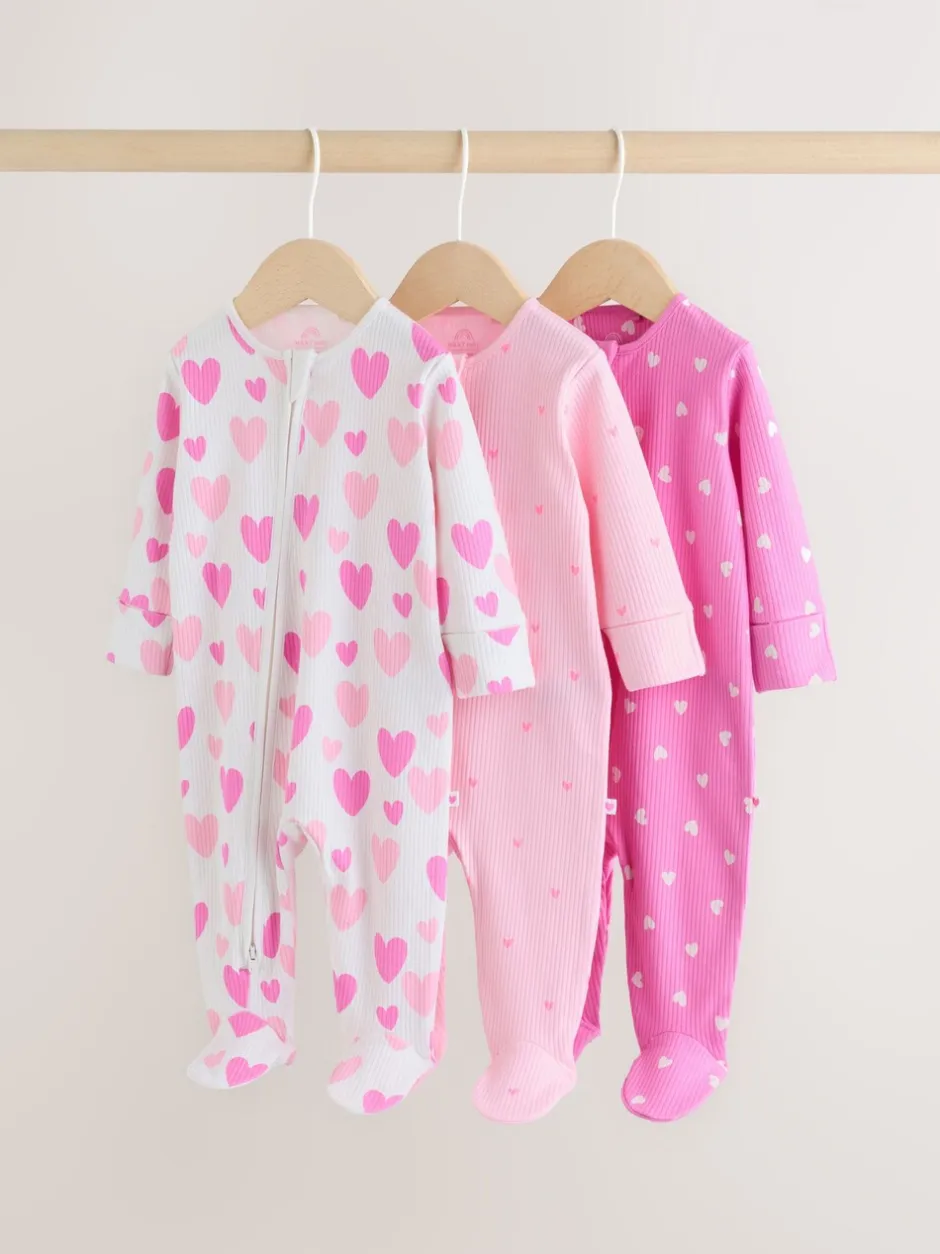 Babypakjes En Babypyjama's*Next Roze - Verpakking van 3 babypyjama's met tweewegrits (0-2jr)