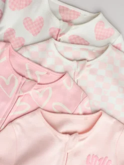 Multipacks|Babypakjes En Babypyjama's|Next - Verpakking van 4 Baby pyjama's met tweewegrits en Print (0mnd -3jr) Roze
