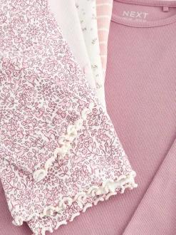 Tops|Multipacks*Next - Verpakking van 5 geribbelde tops met lange mouwen (3mnd -7jaar) Roze