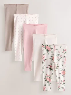 Broeken En Leggings*Next Roze - Verpakking van 5 geribbelde Leggings (3mnd -7jr)
