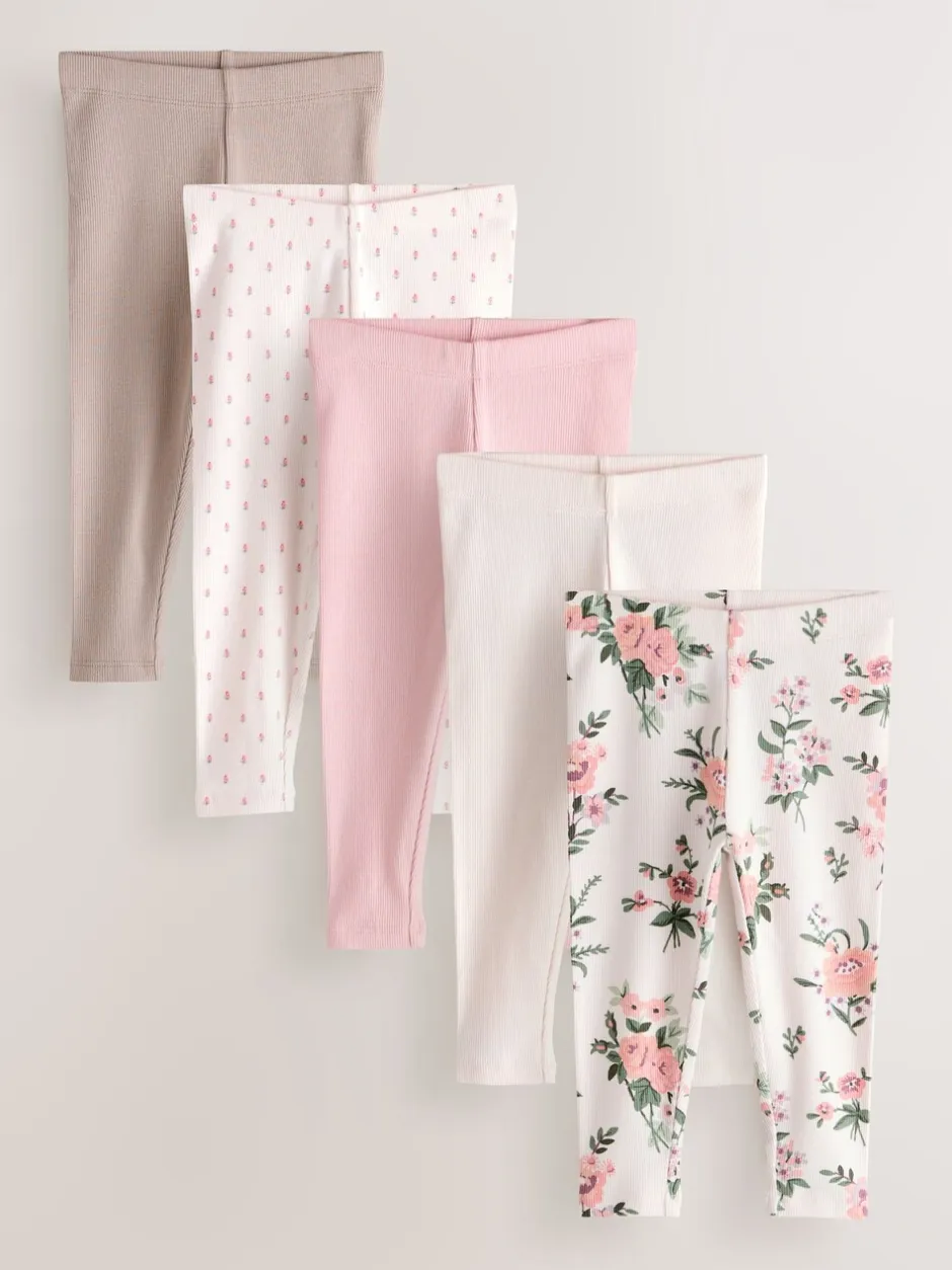 Broeken En Leggings*Next Roze - Verpakking van 5 geribbelde Leggings (3mnd -7jr)