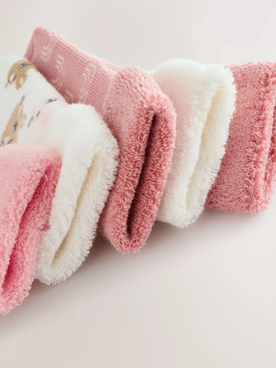Sokken En Panty's|Next Roze - Verpakking van 5 paar baby badstof sokken met rolkraag (0mnd-2jr)