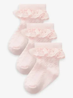Sokken En Panty's*Next - Verpakking van 3 paar babysokken met kant Roze