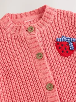 Gebreide Kleding*Next Roze aardbei - Baby Embroidered Back Cardigan (0mths-2yrs)