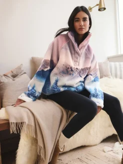 Hoody's En Sweatshirts*Next - Borg fleece top met print Roze berglandschap