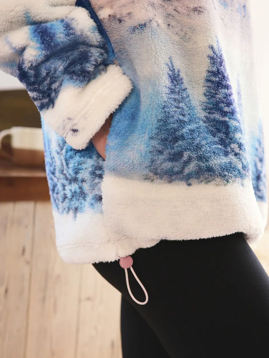 Hoody's En Sweatshirts*Next - Borg fleece top met print Roze berglandschap