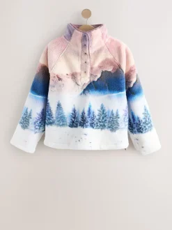 Hoody's En Sweatshirts*Next - Borg fleece top met print Roze berglandschap