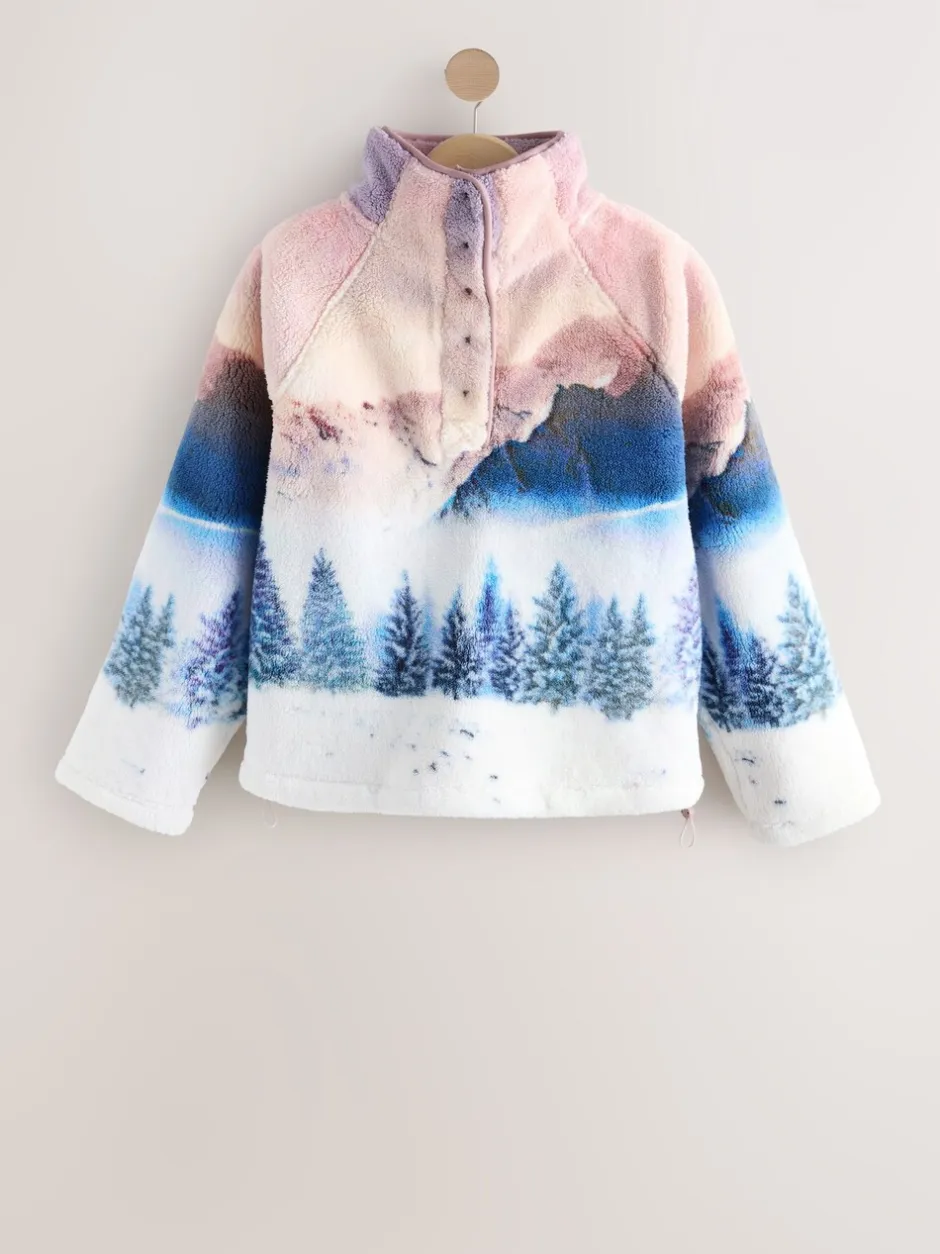 Hoody's En Sweatshirts*Next - Borg fleece top met print Roze berglandschap