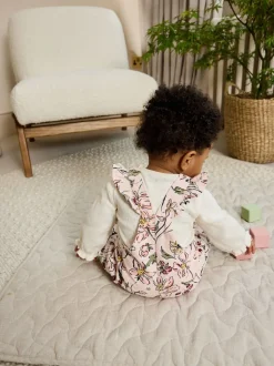 Tuinbroeken*Next - Baby Print Bodysuit met Lange mouwen en Corduroy bretelbroeken Set 2 Pieces (0mnd -2jr) Roze bloemen