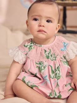 Rompertjes En Tuinbroeken|Next - Cath Kidston 100% katoenen babyrompertje met print en broderie Roze bloemen