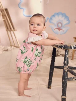 Rompertjes En Tuinbroeken|Next - Cath Kidston 100% katoenen babyrompertje met print en broderie Roze bloemen