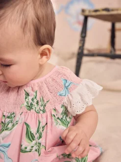 Rompertjes En Tuinbroeken|Next - Cath Kidston 100% katoenen babyrompertje met print en broderie Roze bloemen