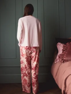 Pyjama's|Loungewear|Next Roze bloemen - Kew Collection pyjama's met lange mouwen