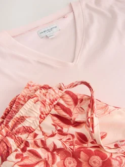 Pyjama's|Loungewear|Next Roze bloemen - Kew Collection pyjama's met lange mouwen