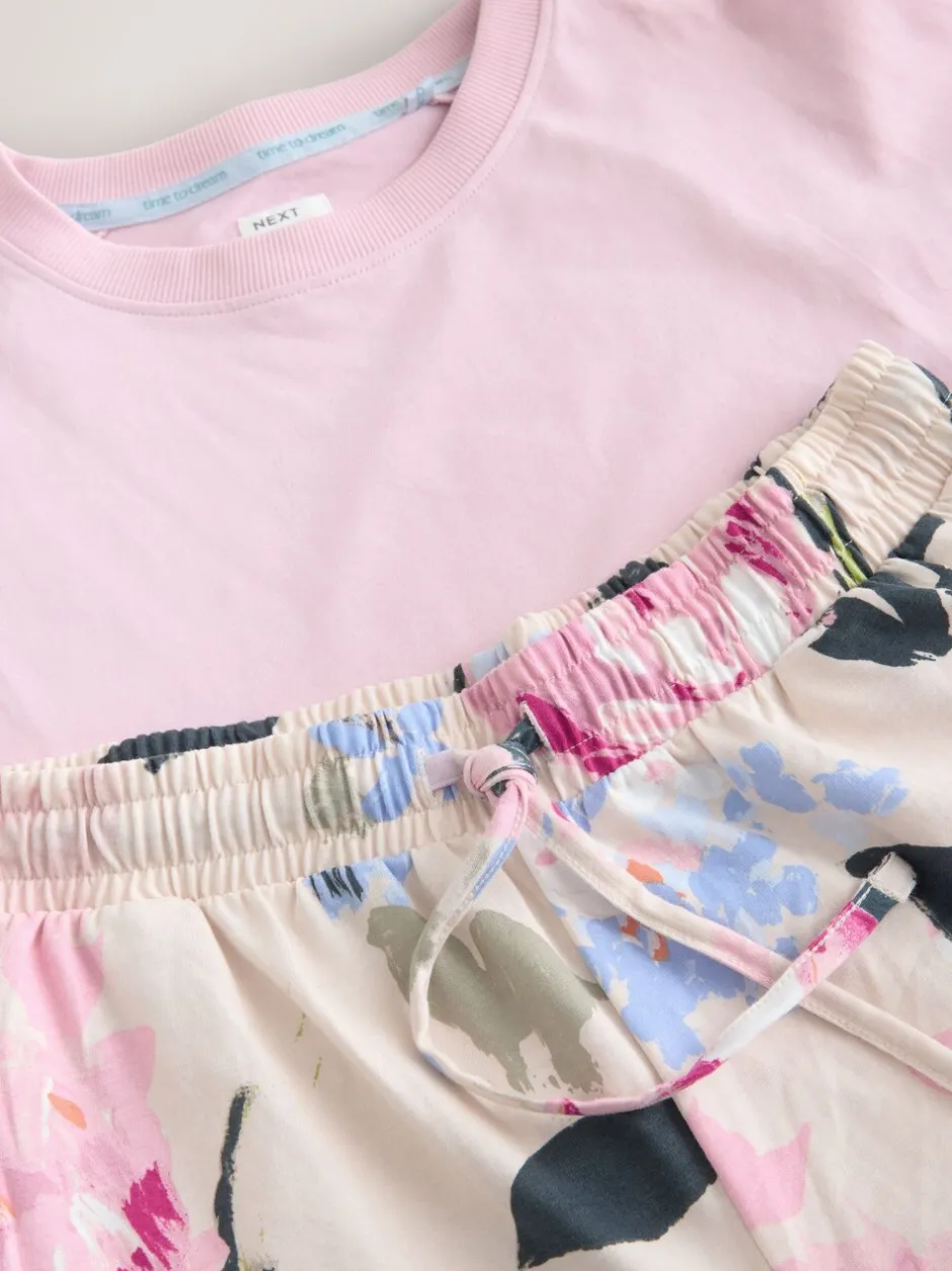 Pyjama's|Next Roze bloemen - Pyjama met korte mouwen