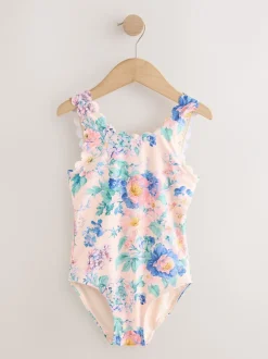 Badkleding*Next - Scallop Edge Swimsuit (3-16yrs) Roze bloemen