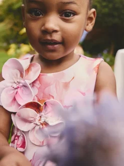 Gelegenheidskleding|Jurken|Next - Scuba Occasion Dress (3mths-7yrs) Roze bloemen