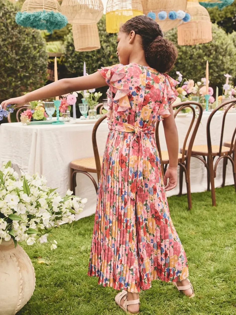 Jumpsuits En Playsuits*Next - Short Sleeve Pleated Ruffle Jumpsuit (3-16yrs) Roze bloemen