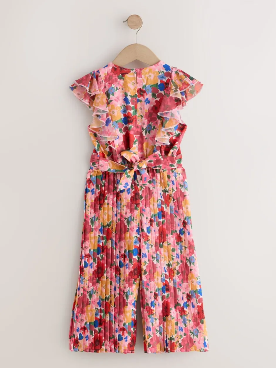 Jumpsuits En Playsuits*Next - Short Sleeve Pleated Ruffle Jumpsuit (3-16yrs) Roze bloemen