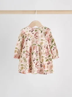 Jurken|Jurken*Next Roze bloemen/Crèmekleurige fijne bloemenprint - Verpakking van 2 jersey babyjurkjes (0 mnd-2 jr)