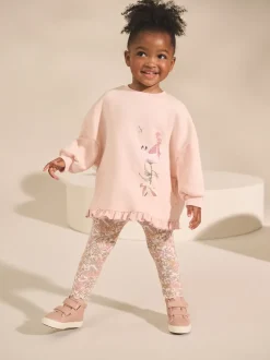Sets En Combisets|Truien En Breisels*Next - Set met sweatshirt en legging met ruches aan de zoom (3mnd-7jr) Roze bloemenfee