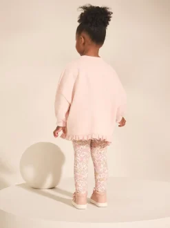 Sets En Combisets|Truien En Breisels*Next - Set met sweatshirt en legging met ruches aan de zoom (3mnd-7jr) Roze bloemenfee