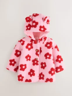 Jassen, Jacks En Kinderwagenpakjes|Jassen En Jacks|Next Roze bloemenprint over het geheel - Borg babyjack met capuchon (0mnd-2jr)