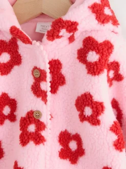 Jassen, Jacks En Kinderwagenpakjes|Jassen En Jacks|Next Roze bloemenprint over het geheel - Borg babyjack met capuchon (0mnd-2jr)