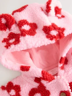 Jassen, Jacks En Kinderwagenpakjes|Jassen En Jacks|Next Roze bloemenprint over het geheel - Borg babyjack met capuchon (0mnd-2jr)